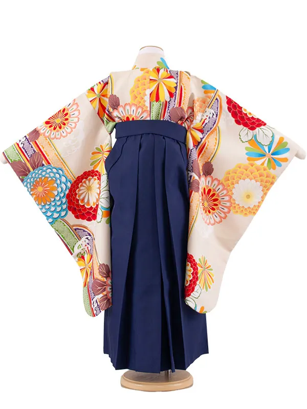 女児袴レンタル（7歳女の子） エクルベージュ 菊 A218