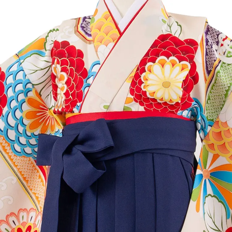 女児袴レンタル（7歳女の子） エクルベージュ 菊 A218