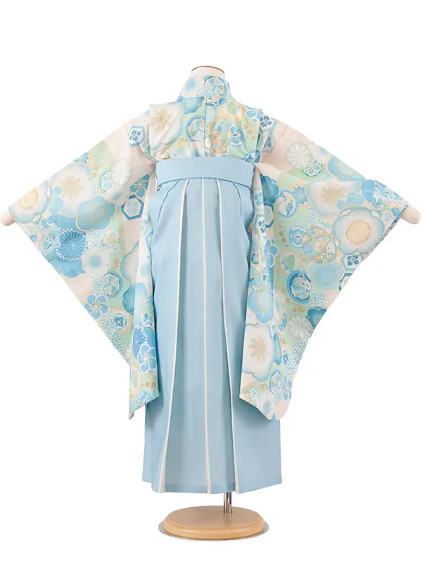 女児袴レンタル（7歳女の子） アイボリー 梅 A220