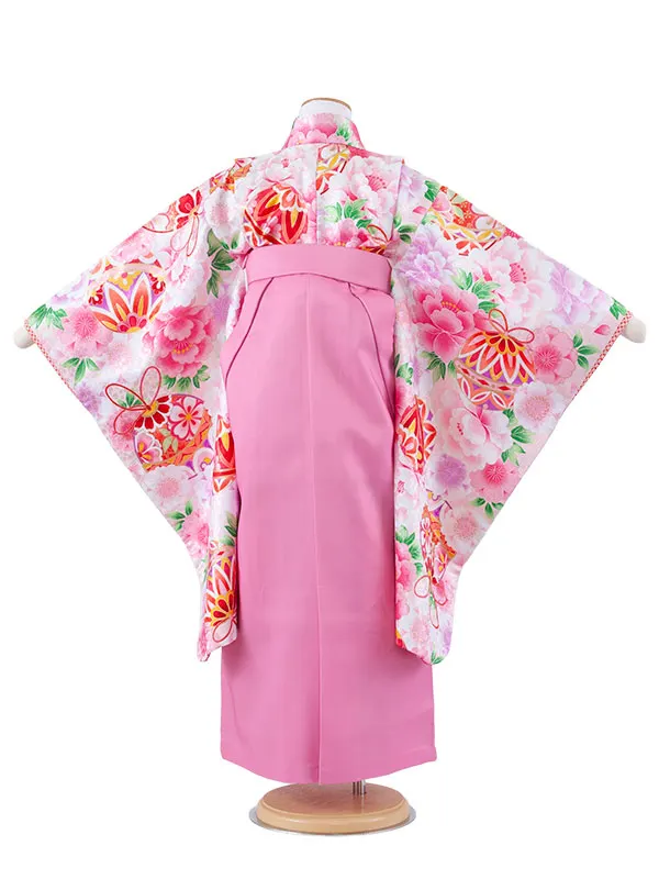 女児袴レンタル（6～7歳女の子） 淡ピンク 鞠 牡丹 A223