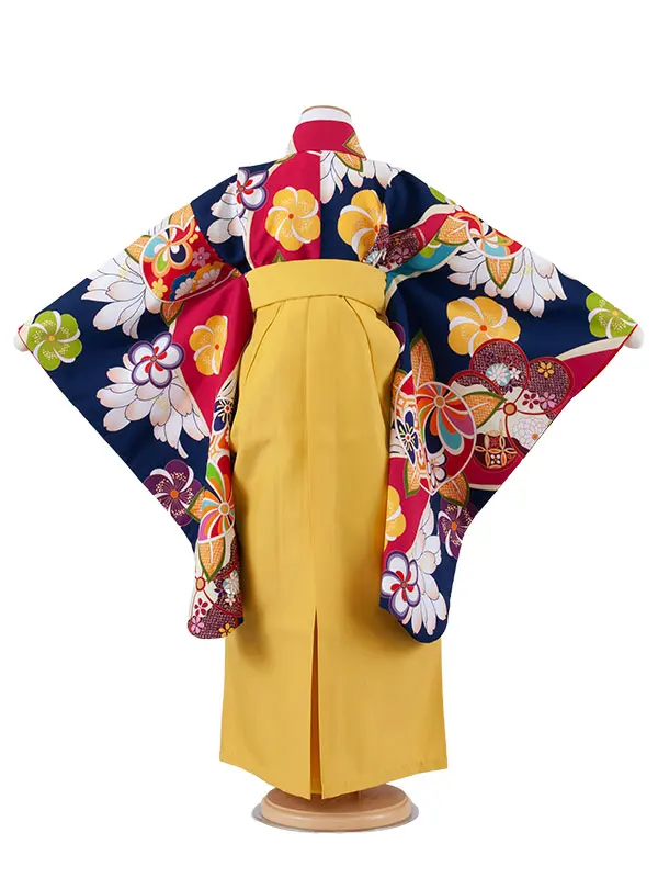 女児袴レンタル（7歳女の子） 紺地 ねじり梅 A227