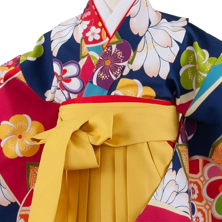 女児袴レンタル（7歳女の子） 紺地 ねじり梅 A227