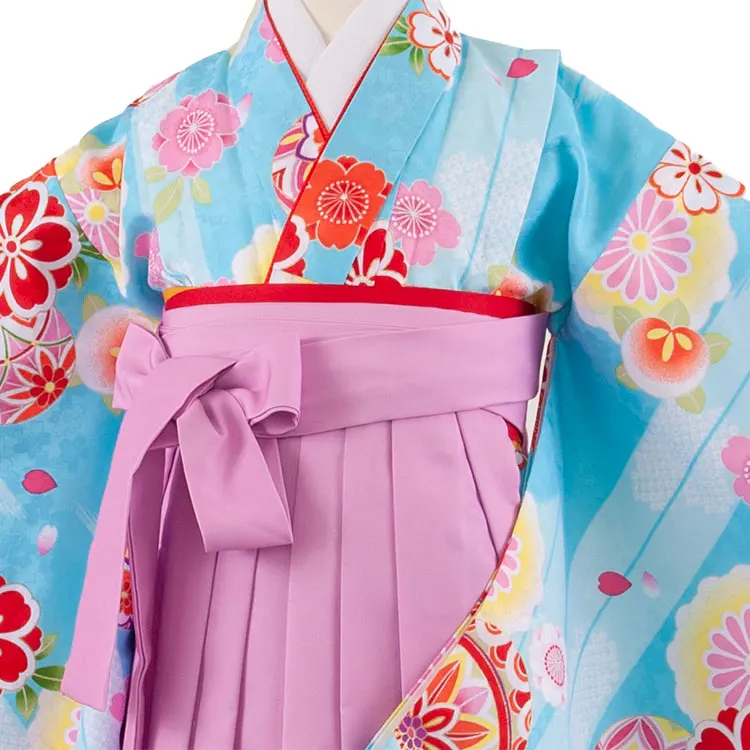 女児袴レンタル（7歳女の子） 空色 鞠 桜 A229