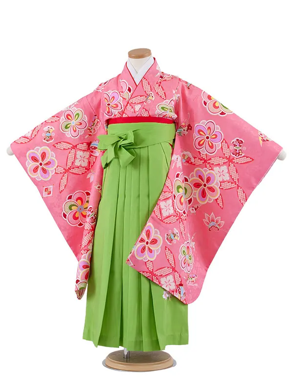女児袴レンタル（7歳女の子） ピンク ねじり梅 A230