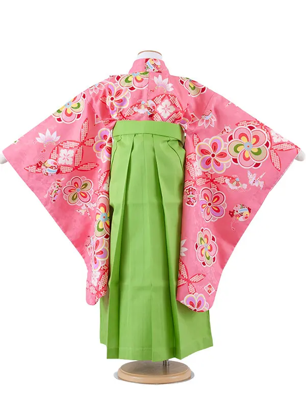 女児袴レンタル（7歳女の子） ピンク ねじり梅 A230