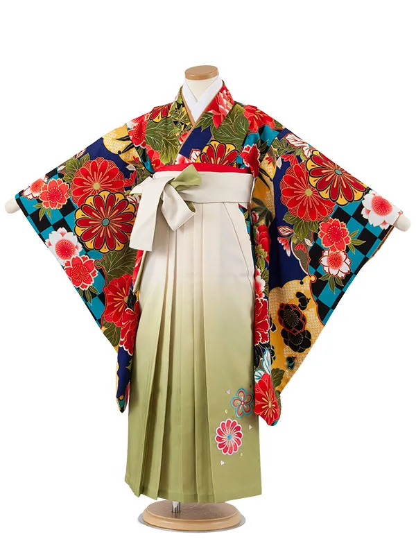 女児袴レンタル（7歳女の子） 濃紺 菊 A233