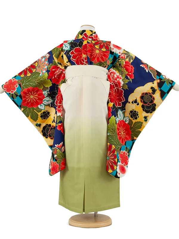 女児袴レンタル（7歳女の子） 濃紺 菊 A233