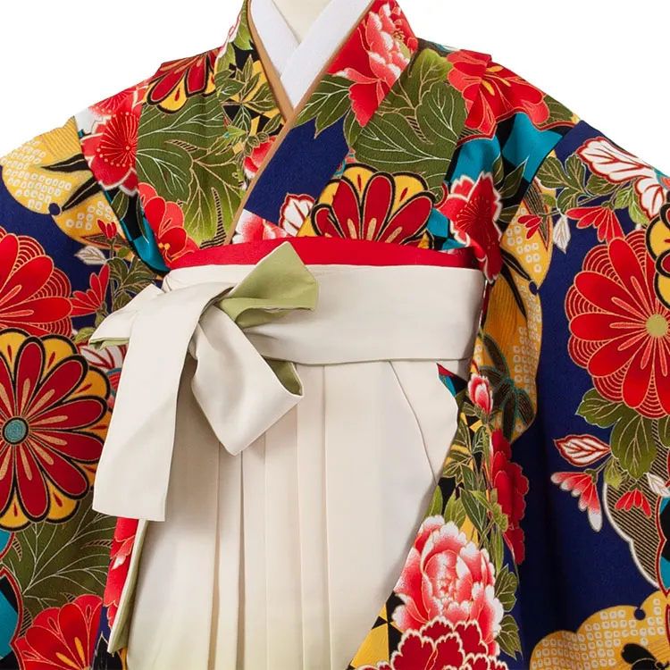 女児袴レンタル（7歳女の子） 濃紺 菊 A233