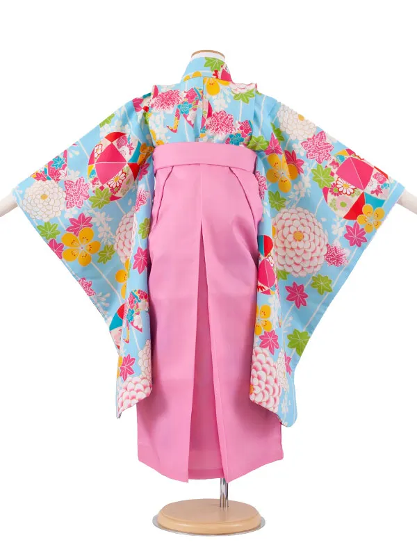 女児袴レンタル（5歳女の子） 空色 菊 A234