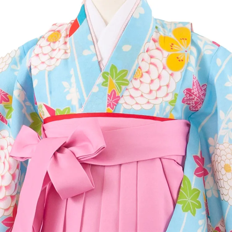 女児袴レンタル（5歳女の子） 空色 菊 A234