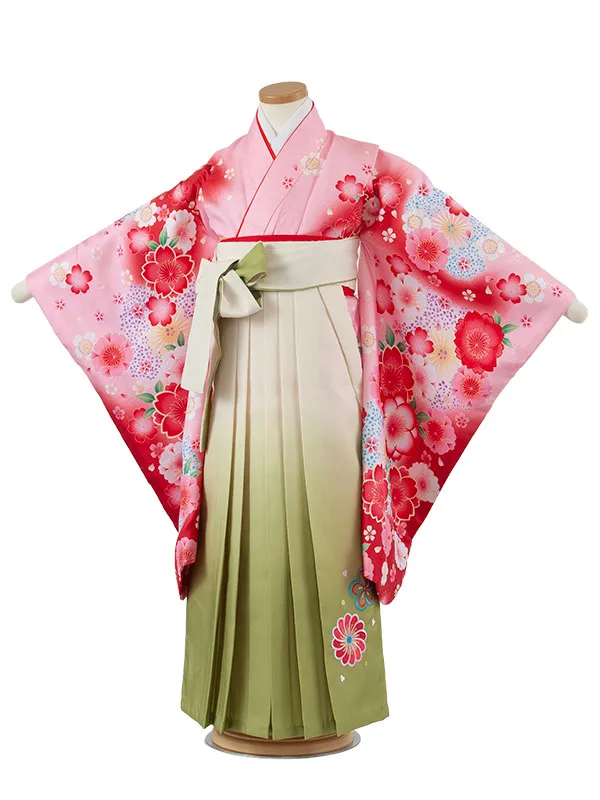 女児袴レンタル（7歳女の子） ピンク 桜 A239