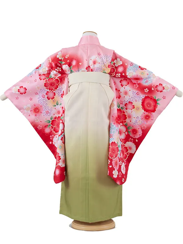 女児袴レンタル（7歳女の子） ピンク 桜 A239