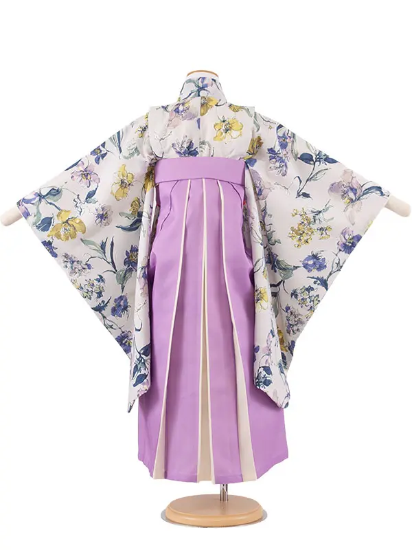 女児袴レンタル（6～7歳女の子） 薄グレー 洋花 A243