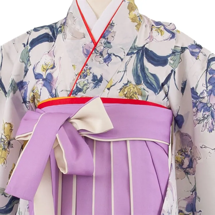 女児袴レンタル（6～7歳女の子） 薄グレー 洋花 A243