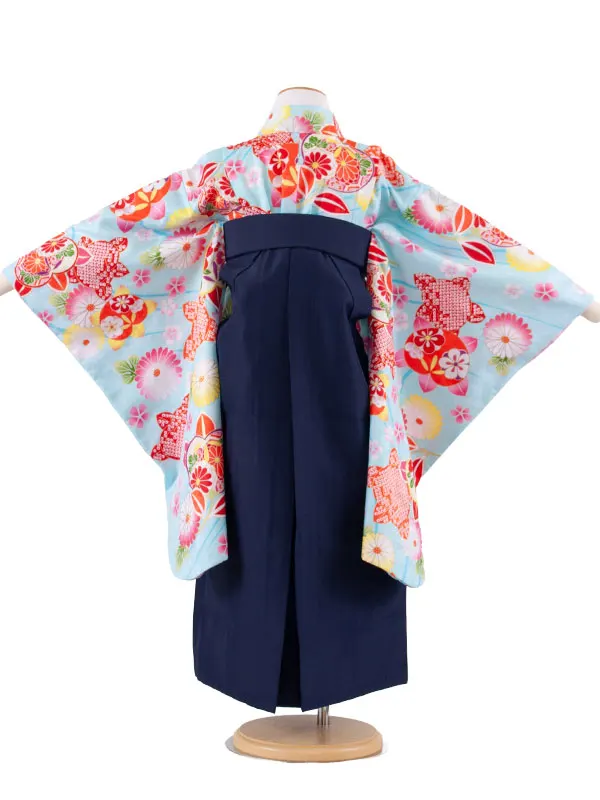 女児袴レンタル（7歳女の子） 空色 桜 A247
