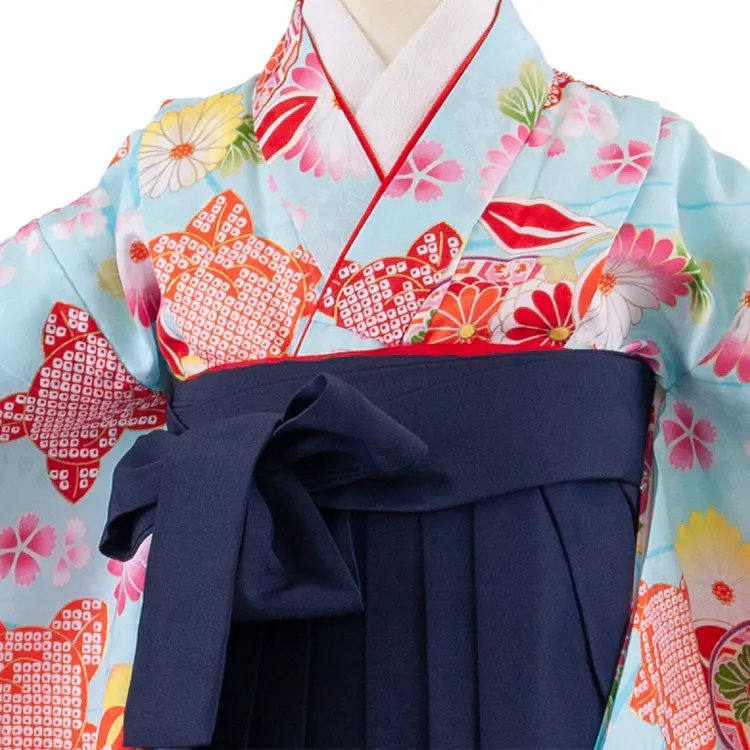 女児袴レンタル（7歳女の子） 空色 桜 A247