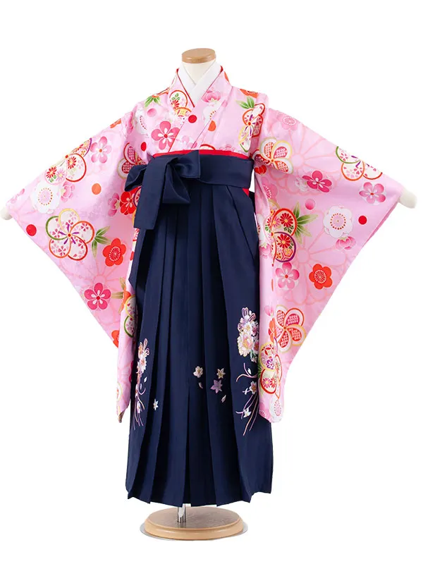 女児袴レンタル（7歳女の子） ピンク ねじり梅 A248