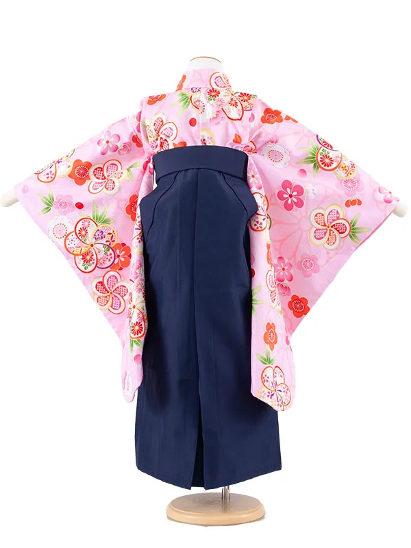 女児袴レンタル（7歳女の子） ピンク ねじり梅 A248