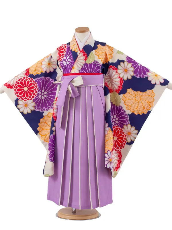 女児袴レンタル（7歳女の子） アイボリー 菊 A251