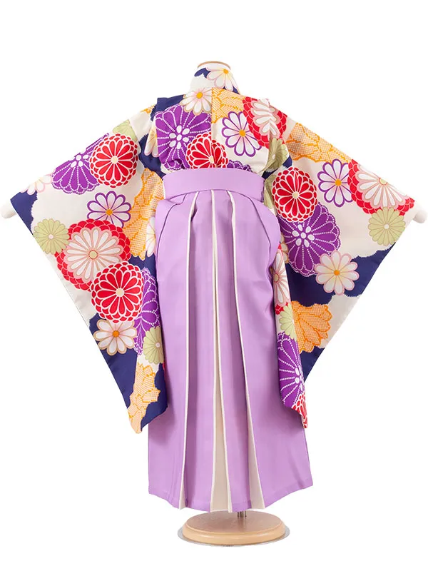 女児袴レンタル（7歳女の子） アイボリー 菊 A251