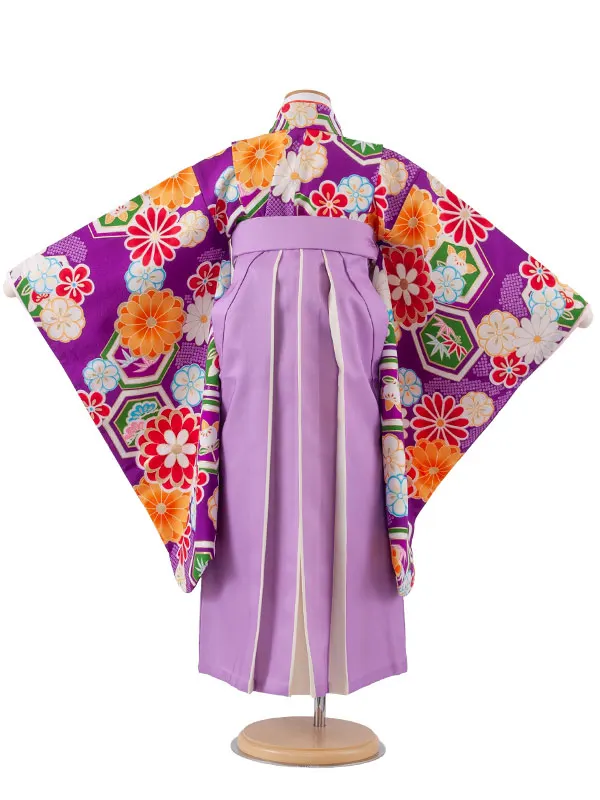 女児袴レンタル（7歳女の子） 紫地 松竹梅 菊 A252