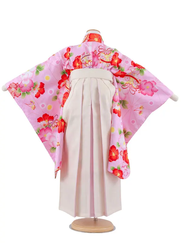 女児袴レンタル（7歳女の子） ピンク 鈴鞠 椿 A253