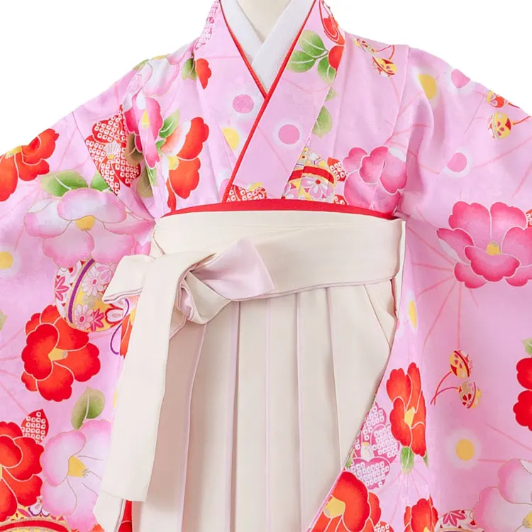 女児袴レンタル（7歳女の子） ピンク 鈴鞠 椿 A253