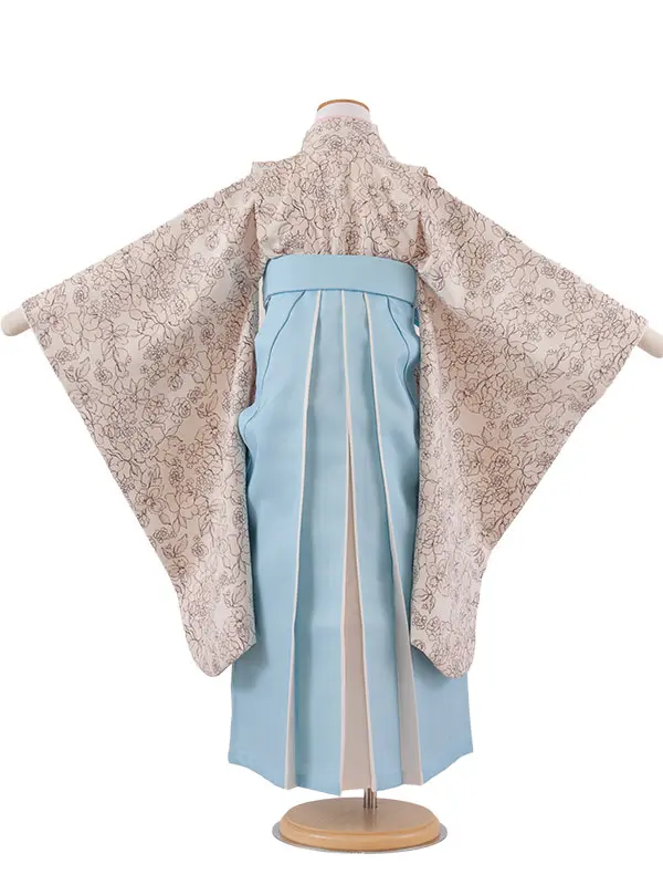 女児袴レンタル（6～7歳女の子） ベージュ 花柄 A254