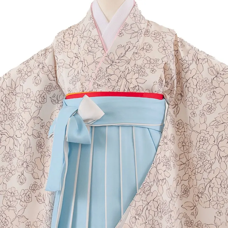 女児袴レンタル（6～7歳女の子） ベージュ 花柄 A254