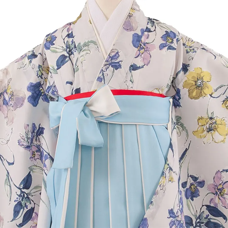 女児袴レンタル（6～7歳女の子） 薄グレー 花柄 A255