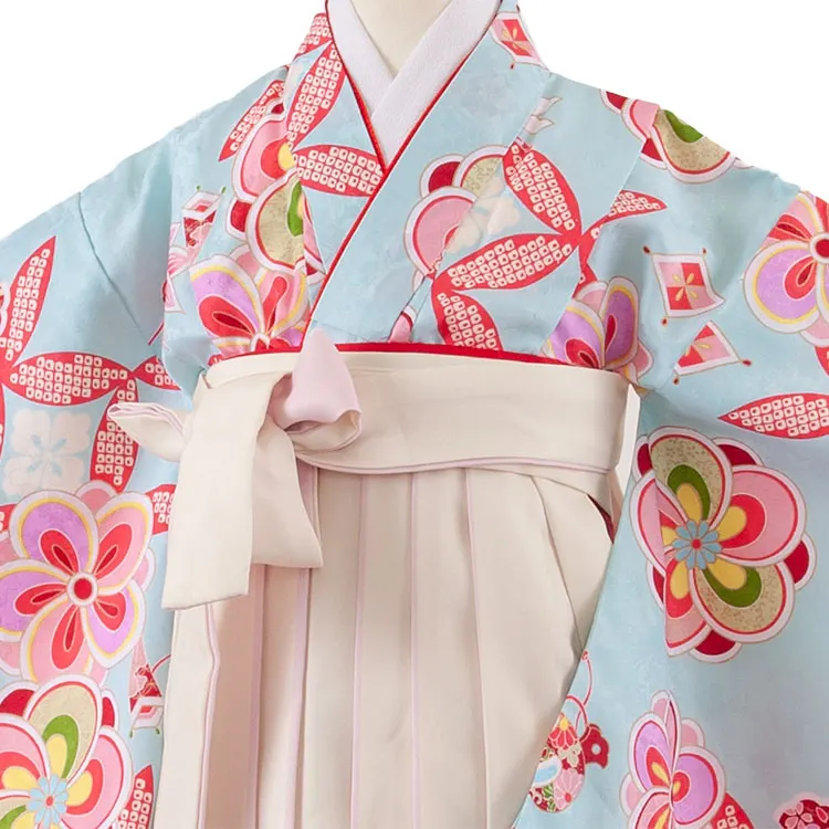 女児袴レンタル（7歳女の子） ベビーブルー 吉祥文様 A260