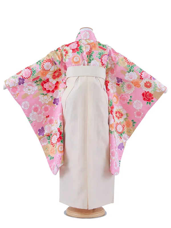 女児袴レンタル（7歳女の子） ピンク 牡丹 桜 A262