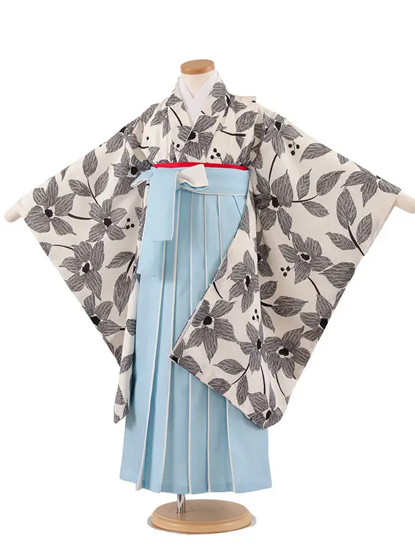 女児袴レンタル（6～7歳女の子） オフホワイト 花 A265