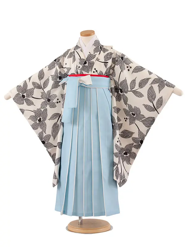 女児袴レンタル（6～7歳女の子） オフホワイト 花 A265