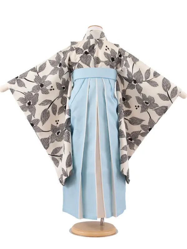 女児袴レンタル（6～7歳女の子） オフホワイト 花 A265