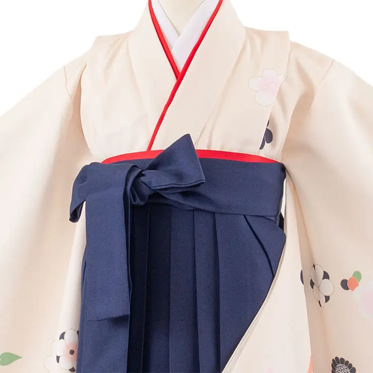 女児袴レンタル（7歳女の子） アイボリー 鞠 梅 A268