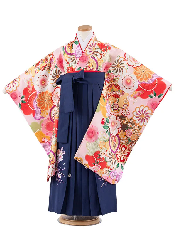 女児袴レンタル（7歳女の子） ピンク 梅 桜 A269