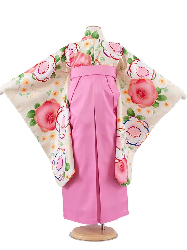 女児袴レンタル（7歳女の子） アイボリー 梅 A272