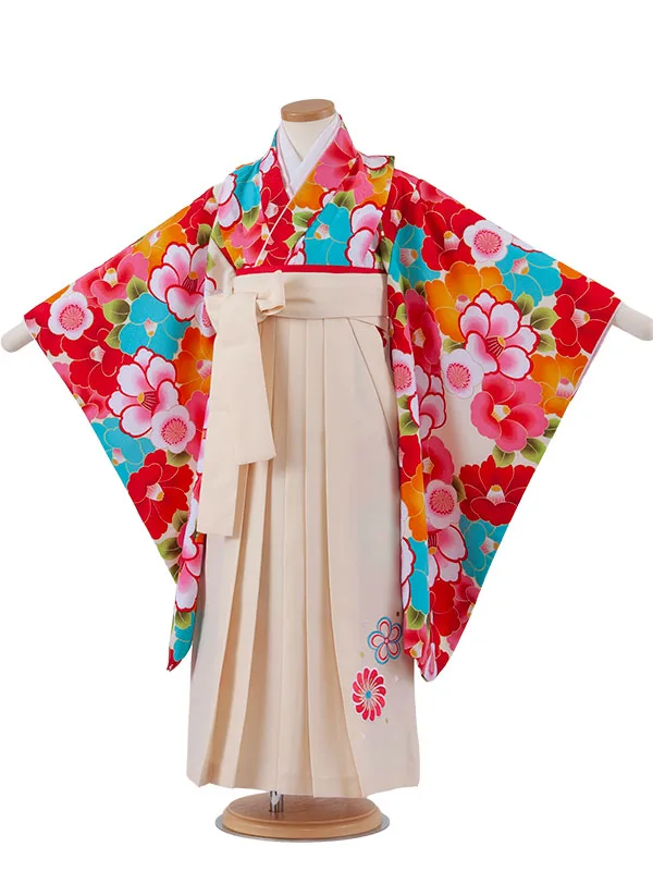 女児袴レンタル（6～7歳女の子） クリームイエロー 椿 A275