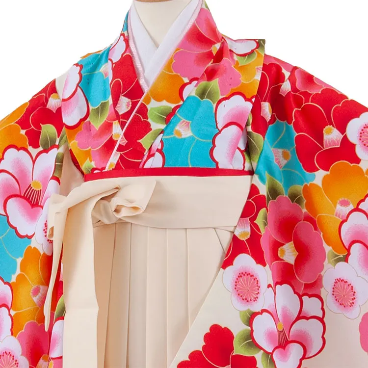 女児袴レンタル（6～7歳女の子） クリームイエロー 椿 A275