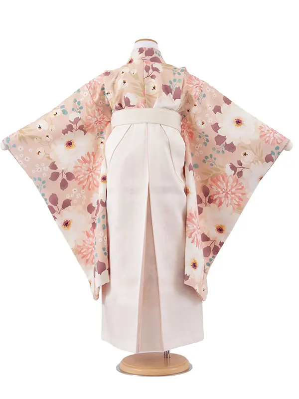 女児袴レンタル（7歳女の子） ベージュ レトロフラワー A278