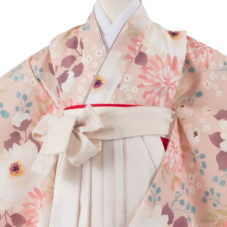 女児袴レンタル（7歳女の子） ベージュ レトロフラワー A278