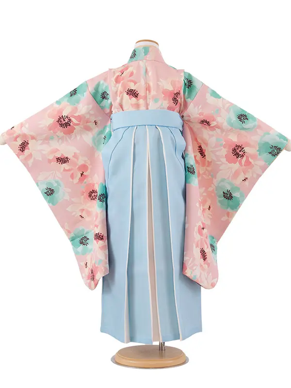 女児袴レンタル（7歳女の子） くすみピンク 花柄 A279