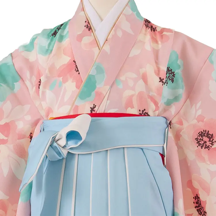 女児袴レンタル（7歳女の子） くすみピンク 花柄 A279