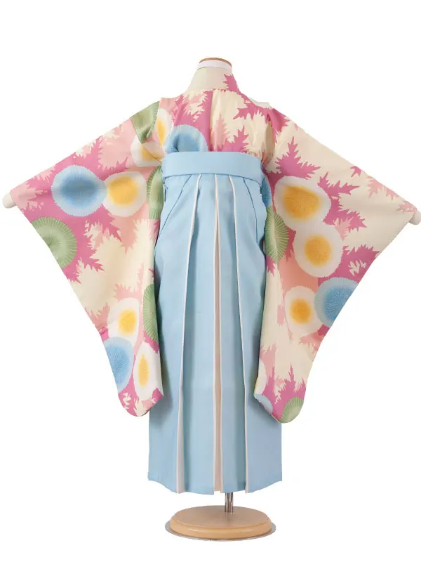 女児袴レンタル（7歳女の子） パステルピンク 丸紋 A280