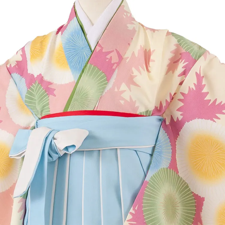 女児袴レンタル（7歳女の子） パステルピンク 丸紋 A280