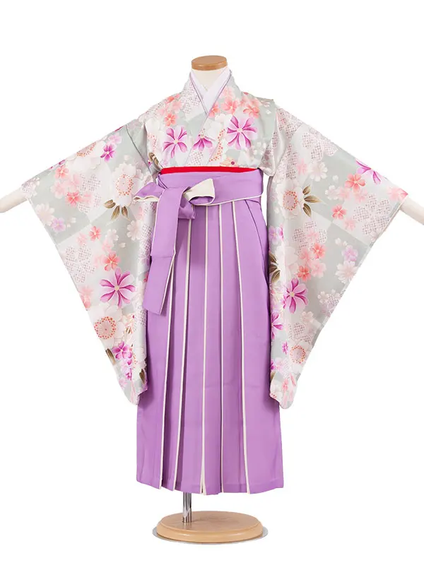 女児袴レンタル（5歳女の子） くすみミント 桜鞠 A285
