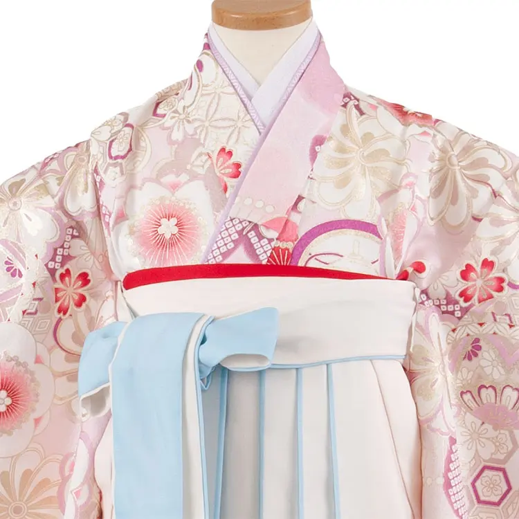 女児袴レンタル（5歳女の子） ピンク 梅に丸紋 A290
