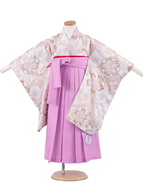 女児袴レンタル（5歳女の子） くすみピンク 桜 A292