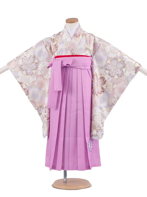 女児袴レンタル（5歳女の子） くすみピンク 桜 A292